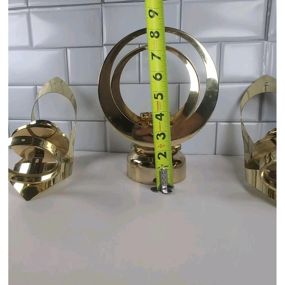 Vintage Mascot 3-piece Gold Tone Brass/Metal Wall Mount Sconces & Centerpiece